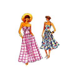 9574 VOGUE EASY LONGER DIRNDL HALTER / TIED STRAPLESS DRESS PATTERN 12-14
